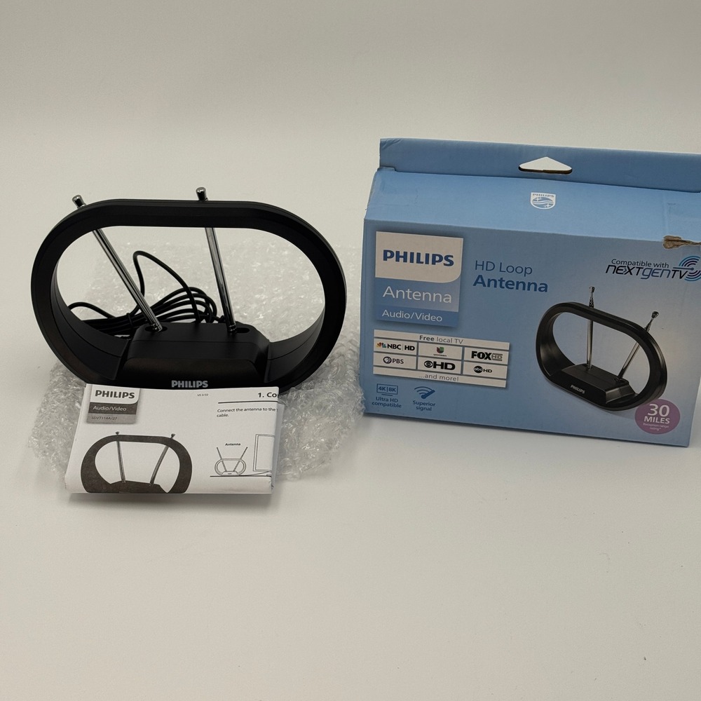 Philips Indoor‎ HD Loop Antenna 30 Mile Range NextGen TV NEW